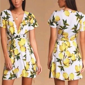 Lulu's White Dress with Yellow and Green Lemon Motif